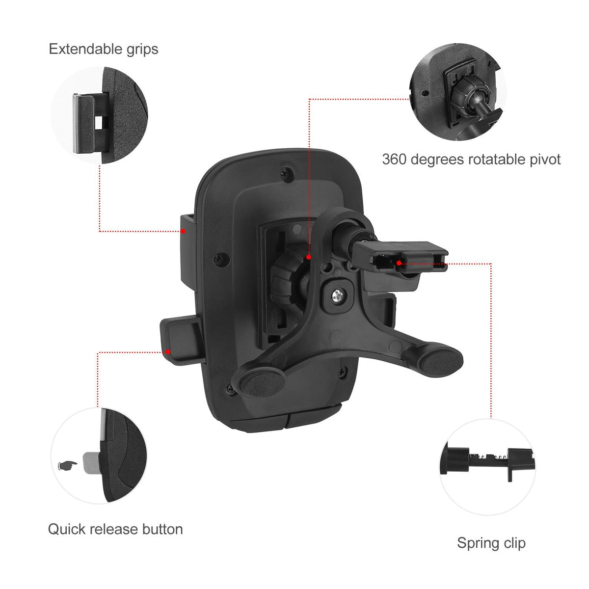 Car Phone Mount Universal 360¡ Rotation Phone Holder Air Vent Car Phone Mount Stand for iPhone XS/XS Max/XS/X Galaxy S10/S9+/S8 Google Huawei