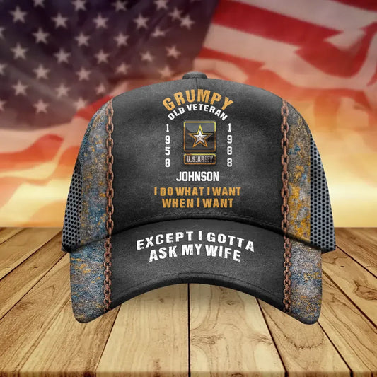 Personalized Veteran Baseball Cap - Grumpy Old Veteran I Do What I Want When I Want - Veteran Gift Idea