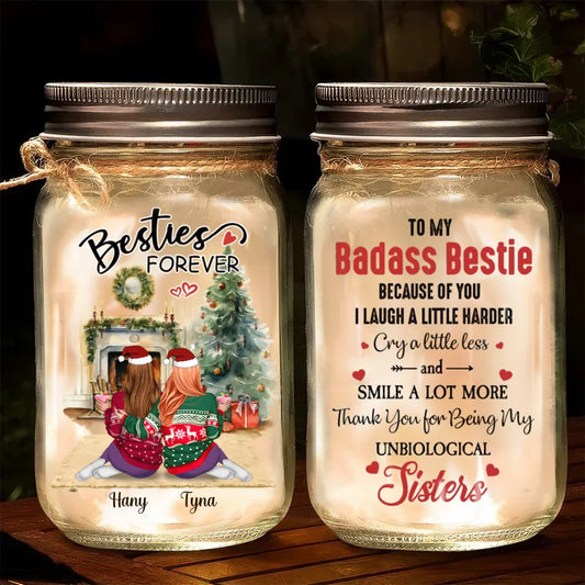 Personalized Bestie Mason Jar Light - Christmas Gift Idea For Besties With Up To 5 Besties - Besties Forever