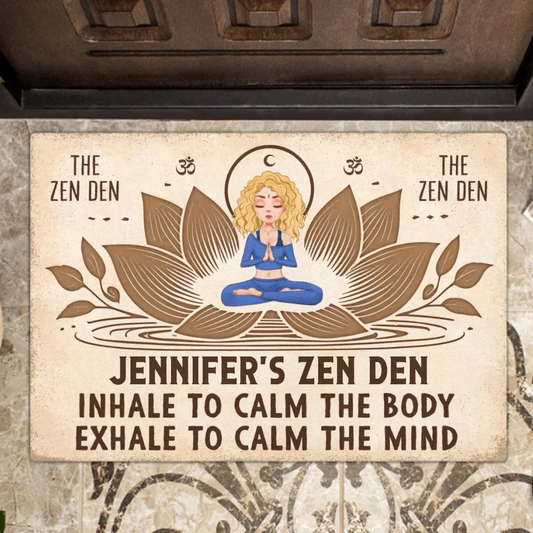 Personalized Yoga Doormat - The Zen Den - Gift Idea For Yoga Lover/Friend
