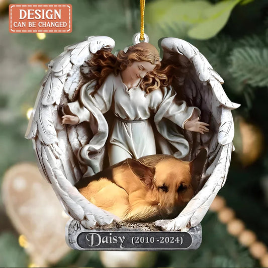 Personalized Dog Sleeping Angel Acrylic Ornament - Memorial Gift For Dog Owner - Upload Photo