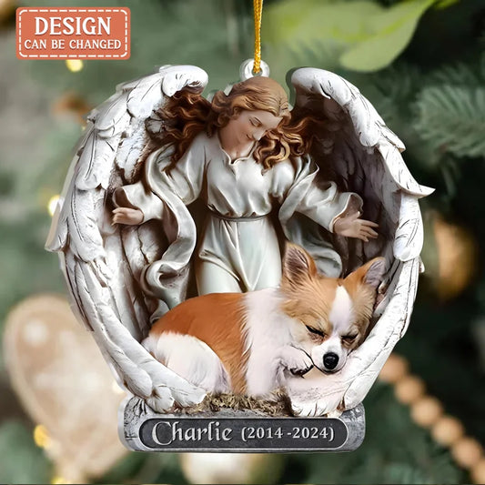 Personalized Dog Sleeping Angel Acrylic Ornament - Memorial Gift For Dog Owner - Upload Photo