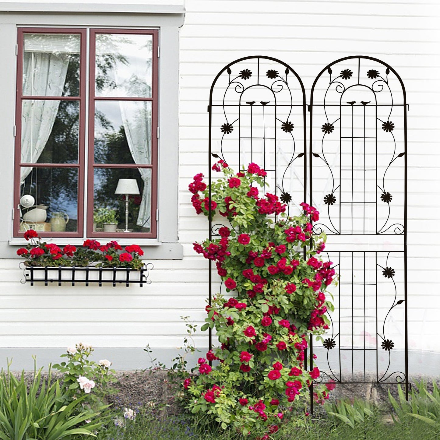 2 Pack Metal Garden Trellis 86.7" x 19.7" Rustproof Trellis for Climbing Plants
