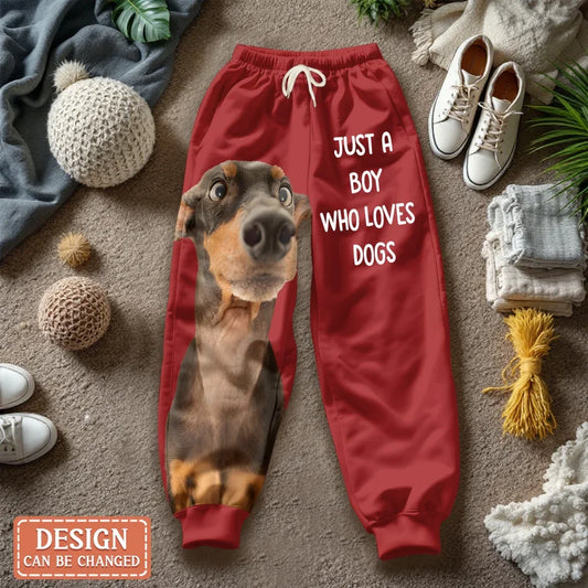 Personalized Love Dogs Sweatpants AOP Unisex Sweatpants - Gift Idea For Dog Lovers - Just A Girl Who Loves Dogs