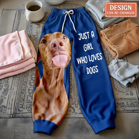 Personalized Love Dogs Sweatpants AOP Unisex Sweatpants - Gift Idea For Dog Lovers - Just A Girl Who Loves Dogs