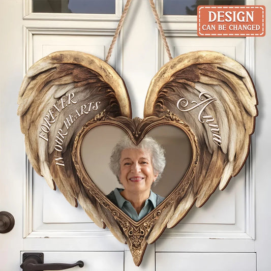 Personalized Memorial Wooden Sign - Memorial Gift Idea - Upload Photo - Forever In Our Hearts