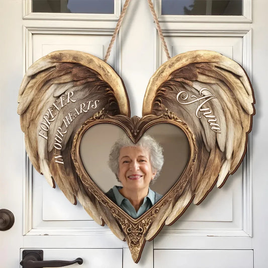 Personalized Memorial Wooden Sign - Memorial Gift Idea - Upload Photo - Forever In Our Hearts