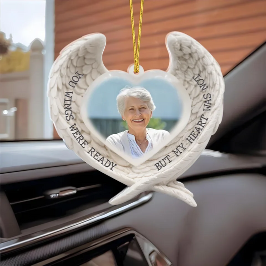 Personalized Memorial Acrylic Ornament - Upload Photo - Your Wings Were Ready But My Heart Was Not - Memorial Gift Idea For Christmas
