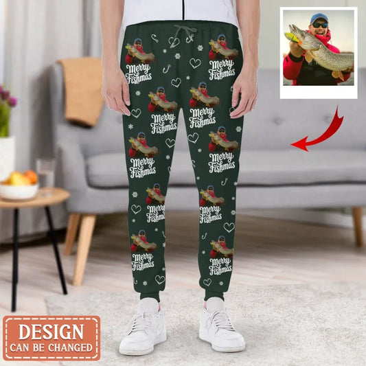 Personalized Merry Fishmas AOP Unisex Sweatpants - Gift Idea For Fishing Lover