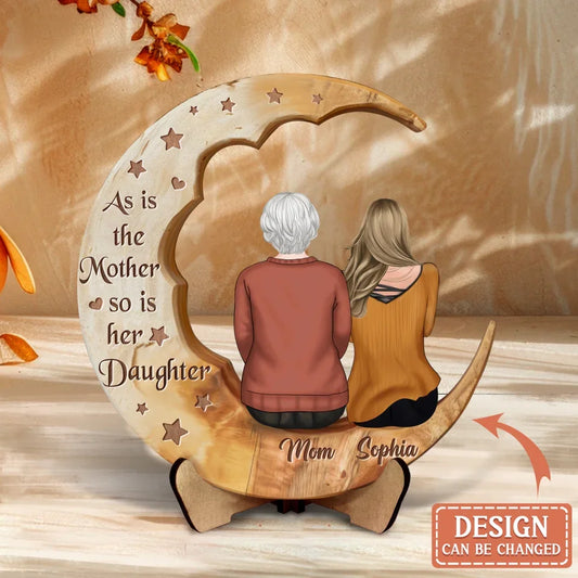 Personalized Mother And Daughter Moon  Wooden Art - Gift Idea For Mother/Daughter - First My Daughter Forever My Friend