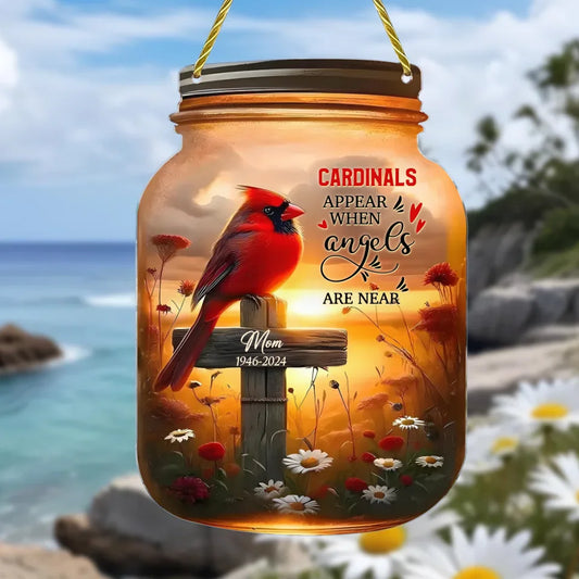 Personalized Memorial Acrylic Ornament - Memorial Gift Idea For Family Members - Cardinals Appear When Angels Are Near