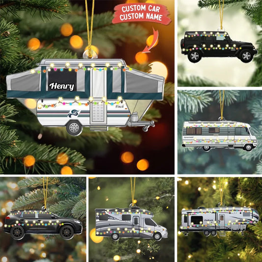 Personalized Camping Xmas Acrylic Ornament - Gift Idea For Family/Camping Lover