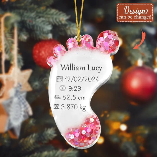 Personalized Baby Foot Acrylic Ornament - Christmas Gift Idea For Baby