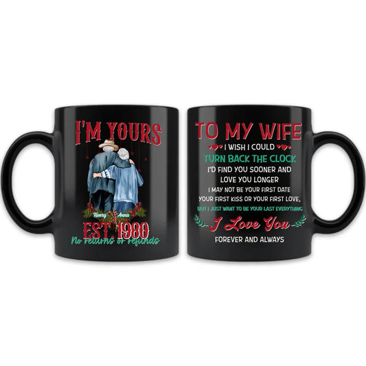 Personalized Old Couple Coffee Mug - I Love You Forever And Always - Gift Idea From Husband To Wife