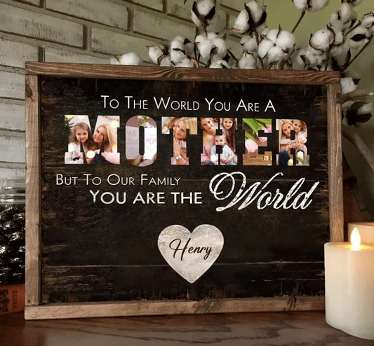 Personalized Mother Poster - Upload Photo - Gift Idea For Mother - To Our Family You Are The World
