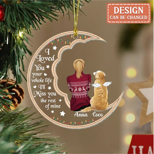 Personalized Memorial Pet Moon Acrylic Ornament - Memorial Gift Idea For Dog/Cat/Rabbit Lover - I Love You To The Moon & Back