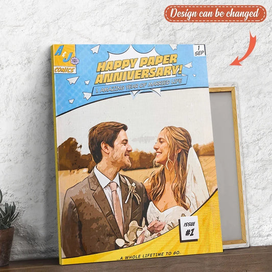 Personalized Comic Book Style Couple Canvas - Gift Idea For Couple/Husband And Wife - Custom Name, Photo