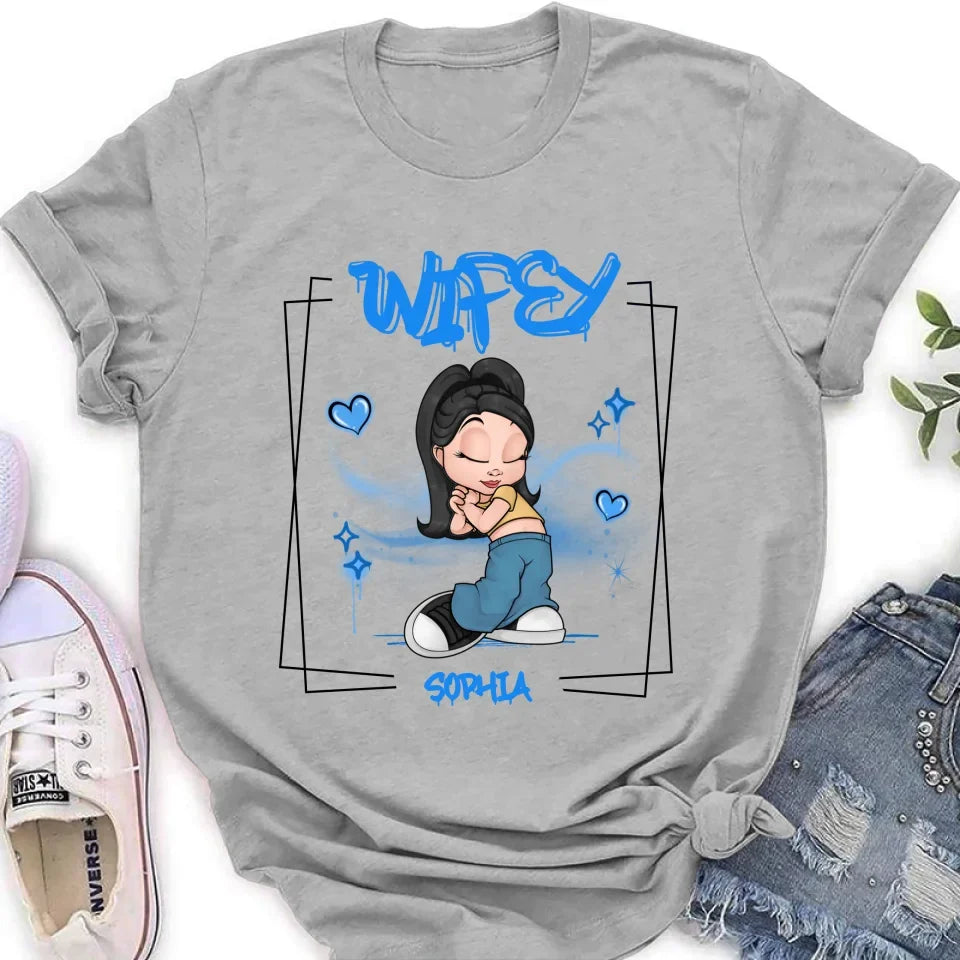 Personalized Hubby Wifey Y2K Couple T-shirt/Long Sleeve/Sweatshirt/Hoodie - Gift Idea For Couple