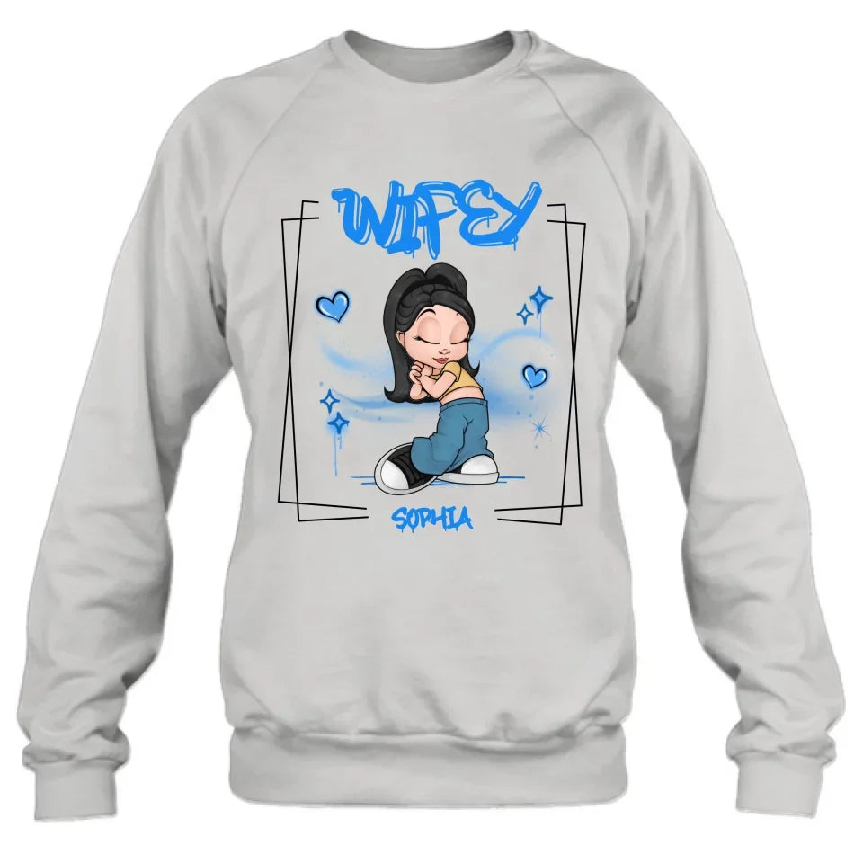 Personalized Hubby Wifey Y2K Couple T-shirt/Long Sleeve/Sweatshirt/Hoodie - Gift Idea For Couple