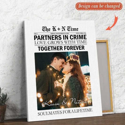 Personalized Couple Newspaper Style Canvas - Gift Idea For Couple/Husband And Wife - Soulmates For A Lifetime