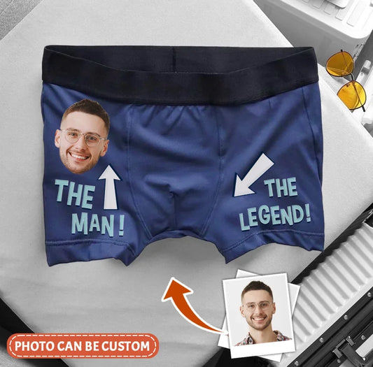 Personalized Men's Boxer Briefs - Upload Photo - Funny Gift Idea For Men, Boyfriend, Husband - The Man The Legend