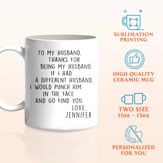 Personalized To My Husband Coffee Mug - Gift Idea For Boyfriend/Husband From Wife - Thanks For Being My Husband