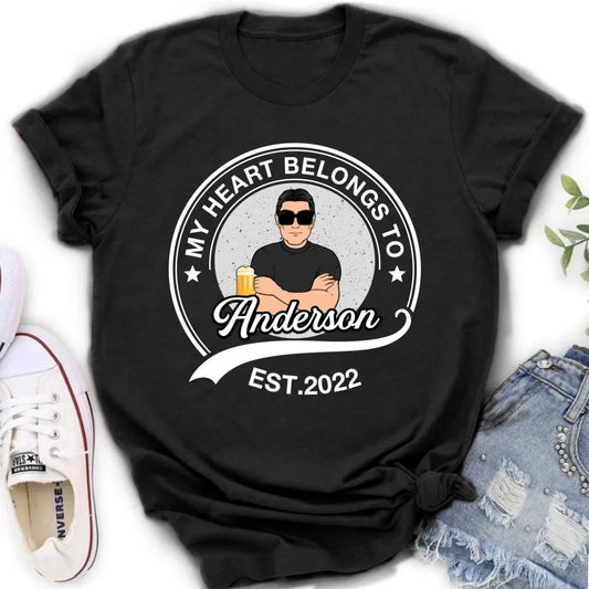 Personalized Couple T-shirt/Long Sleeve/Sweatshirt/Hoodie - Gift Idea For Couple/Husband And Wife - My Heart Belongs To