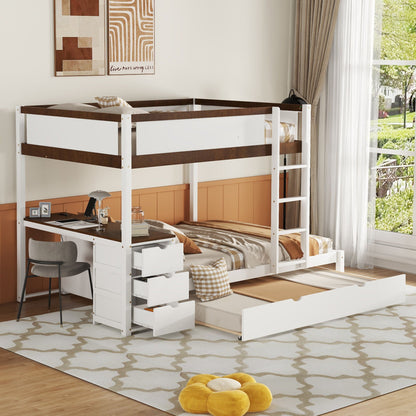 Bunk Bed With Twin Size Trundle, Storage And Desk