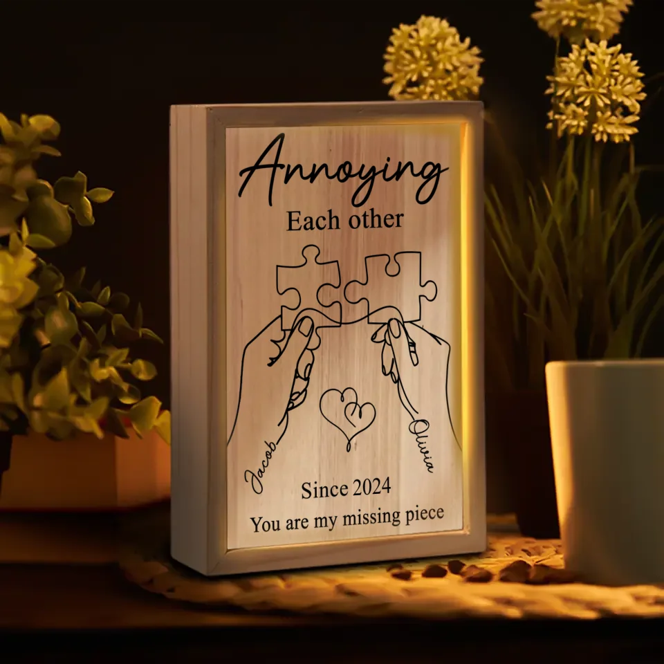 Personalized Couple Frame Light Box - You Are My Missing Piece - Valentines Gift Idea For Couple