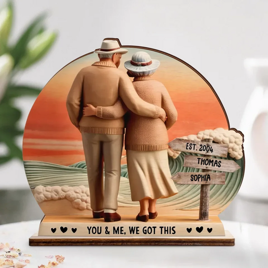 Personalized Couple Wooden Plaque - Valentines Gift Idea For Couple/Her/Him - You & Me, We Got This