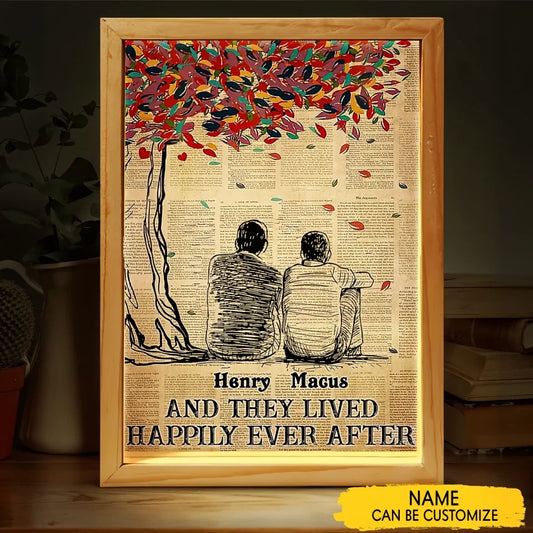 Personalized Couple Light Frame Canvas - Couple/LGBT Gift Idea - And They Lived Happily Ever After