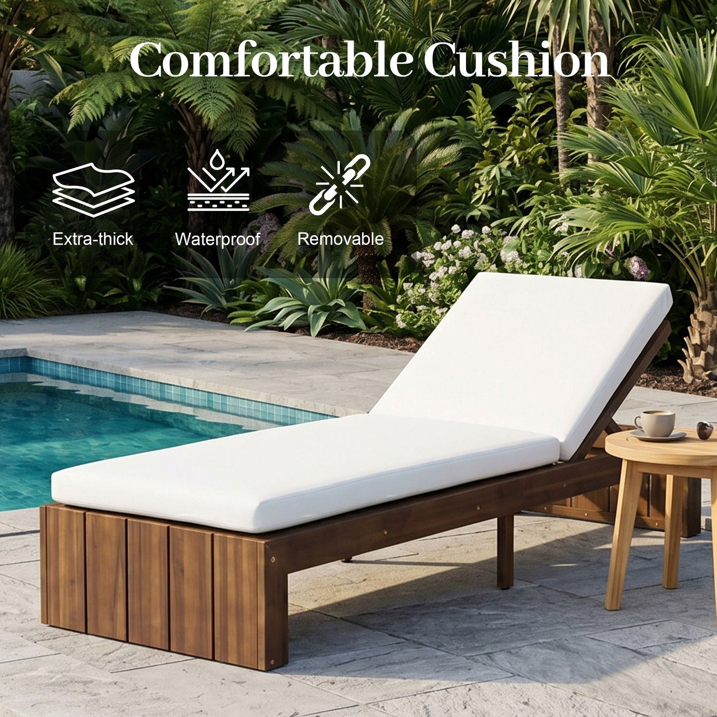 Adjustable Outdoor Chaise Lounge Patio Recliner With Removable Cushion