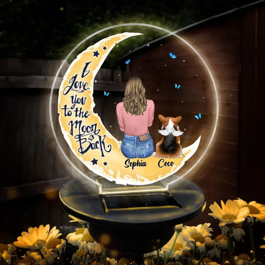 Personalized Memorial Pet Solar Light - Gift Idea For Dog/Cat/Rabbit Lover - I Love You To The Moon & Back