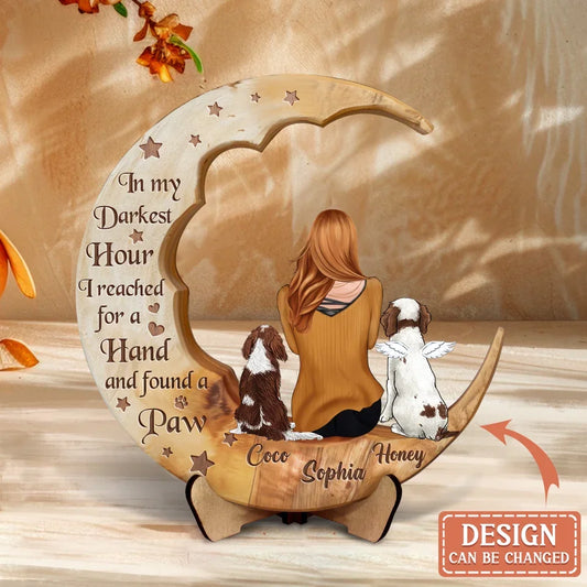 Personalized Dog Mom Moon Wooden Art - Gift Idea for Cat/Dog Lover - Some Things Just Fill Your Heart Without Trying