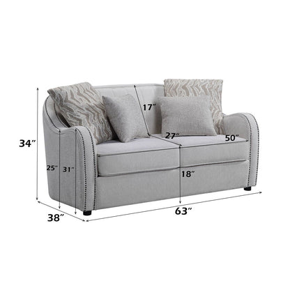Mahler - Loveseat With 4 Pillows - Beige Linen