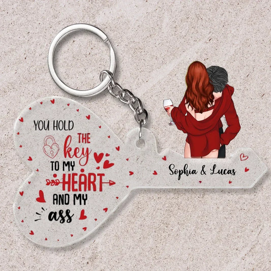 Personalized Couple Acrylic Keychain - Valentine's Day Gift For Couple/Husband And Wife - You Hold The Key To My Heart