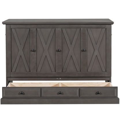 Murphy Bed Chest Cube Cabinet With Charging Station And Large Storage Drawer