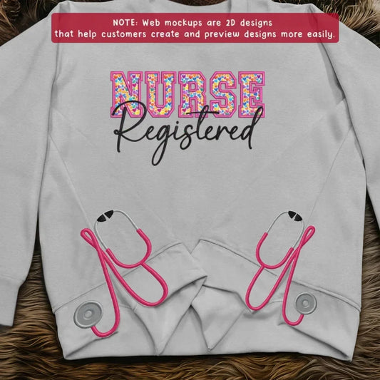 Personalized Nurse Side Bow Embroidered Sweatshirt - Gift Idea For Nurse/Birthday - Nurse Registered