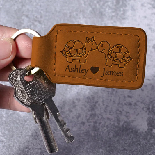 Personalized Couple Leather Keychain - Gift Idea For Couple/Husband & Wife