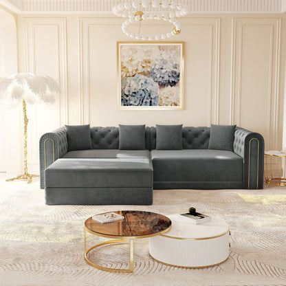 3-In-1 Convertible Sleeper Sofa With Movable Ottoman For Living Room