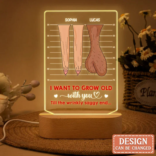 Personalized Couple Acrylic Panel with Lighted Stand - Valentine' Day Gift Idea - Love Is Supporting Each Other In Old Age