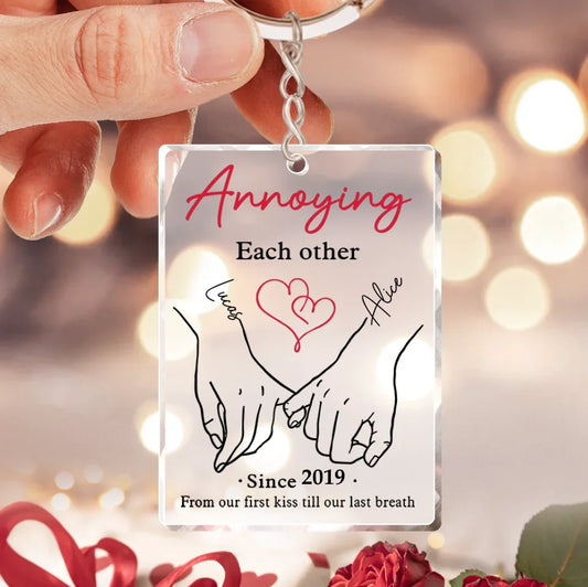 Personalized Couple Acrylic Keychain - Anniversary Gift For Couple - Annoying Each Other
