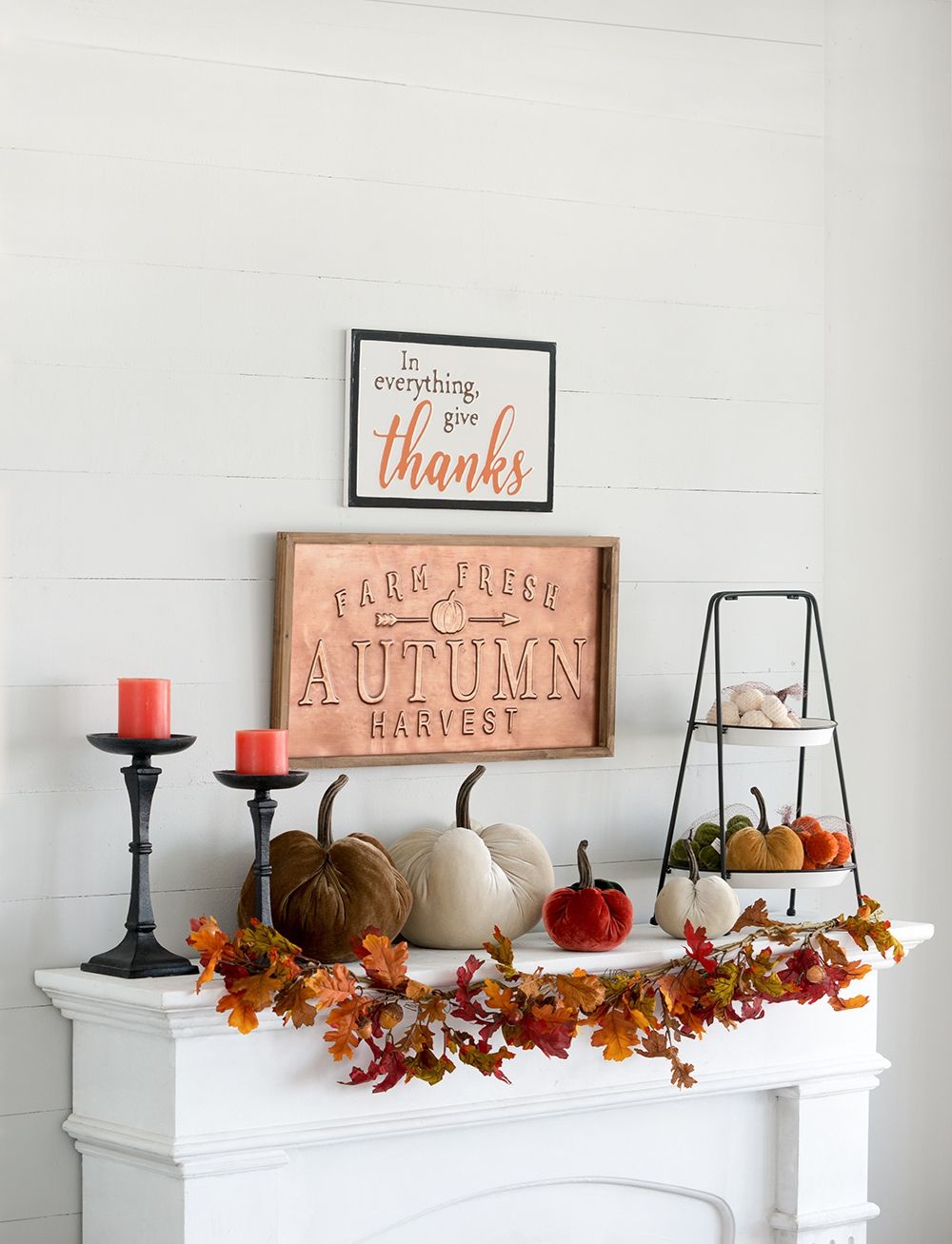 Thanks Wall Sign, Wall Art Decor For Harvest Festival Fall Festival & Thanksgiving Table Decorations (Set of 2) - Black / Orange / White