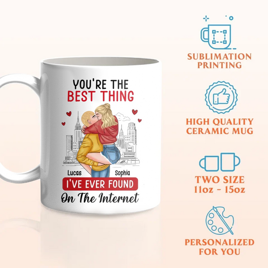 Personalized Couple Coffee Mug - Valentine Gift Idea For Couple - You're The Best Thing I've Ever Found On The Internet