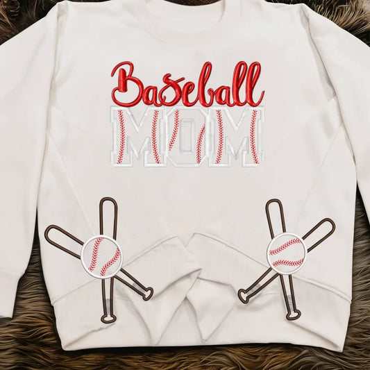Baseball Mom Side Bow Embroidered Sweatshirt - Gift Idea For Mom/ Mother's Day