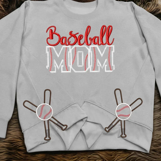 Baseball Mom Side Bow Embroidered Sweatshirt - Gift Idea For Mom/ Mother's Day