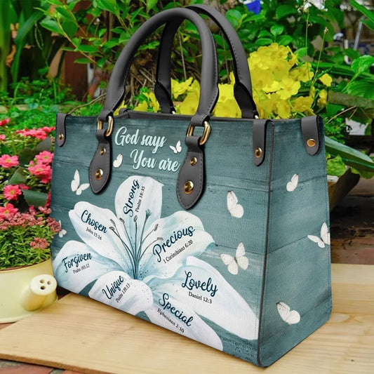 Personalized God Says You Are PU Leather Handbag With Long Straps - Mother's Day Gift Idea For Grandma/Mom/Daughter