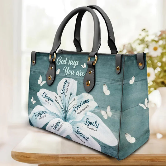 Personalized God Says You Are PU Leather Handbag With Long Straps - Mother's Day Gift Idea For Grandma/Mom/Daughter