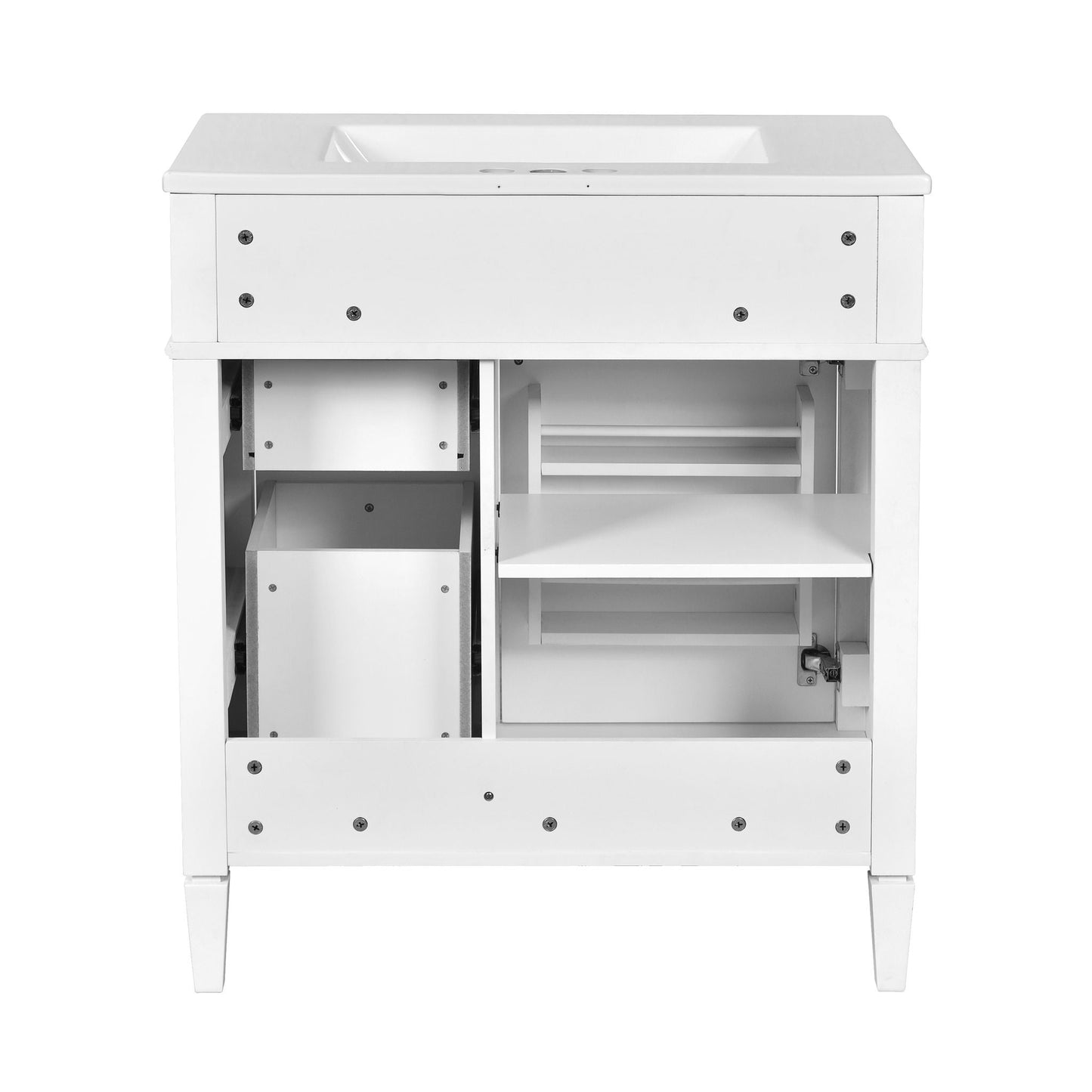 Bathroom Vanity With Top Sink, 2 Drawers & Tip Out Drawer