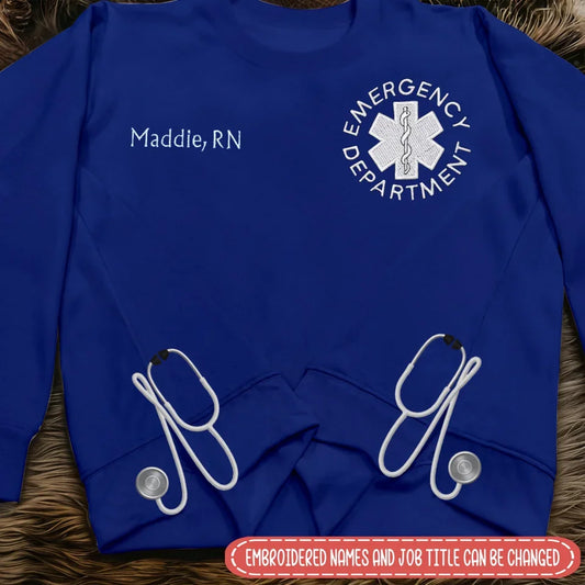 Personalized EMS Side Bow Embroidered Sweatshirt - Gift Idea For Nurse/EMS